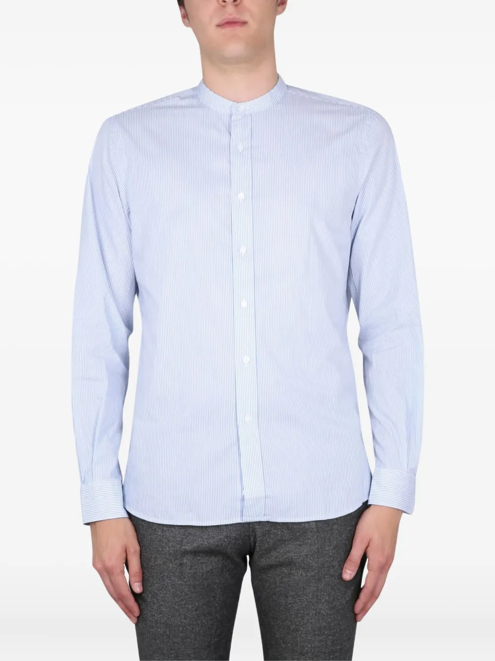 ASPESI mandarin-collar striped shirt Blauw
