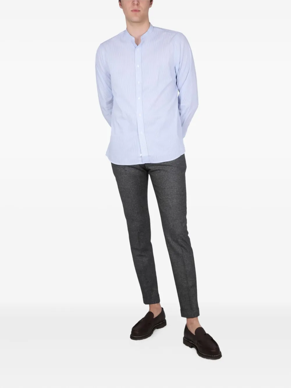 ASPESI mandarin-collar striped shirt Blauw