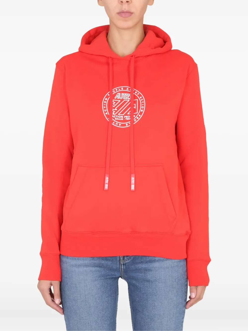 Autry circular-logo cotton hoodie Rood