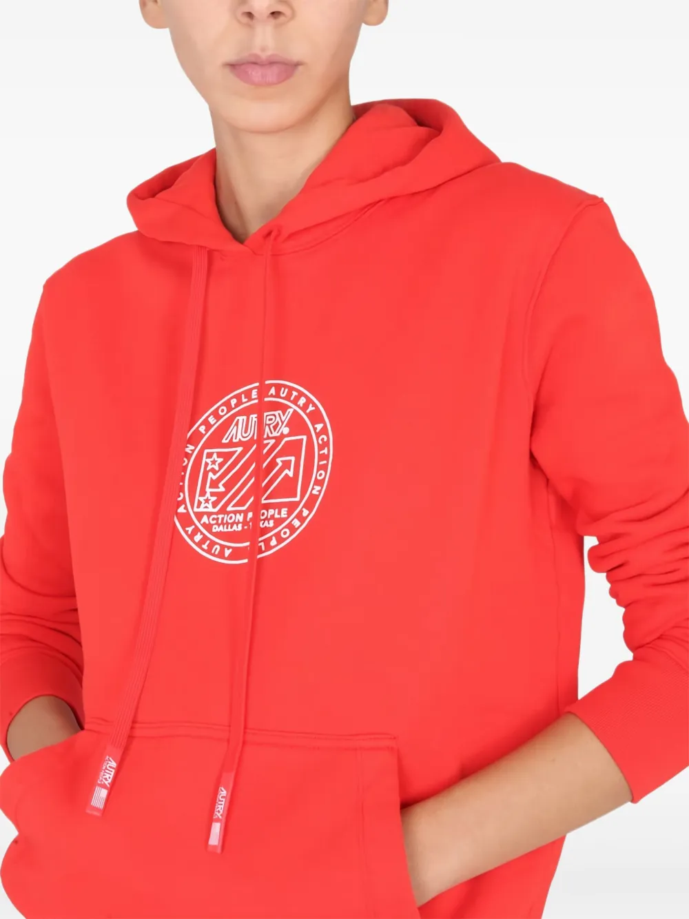 Autry circular-logo cotton hoodie Rood