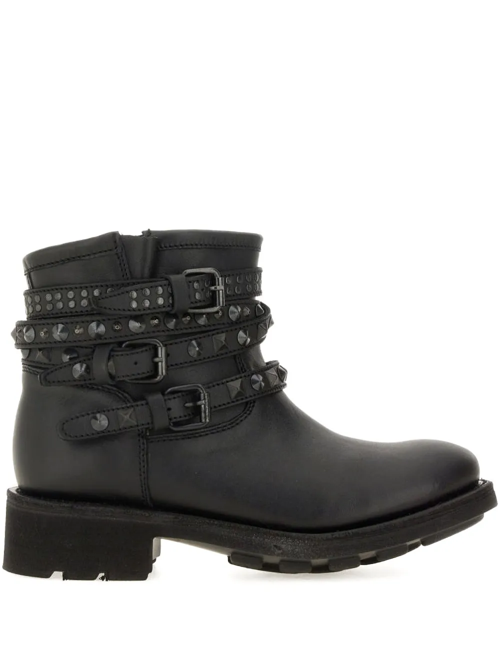 Ash buckle-studded leather boots Black