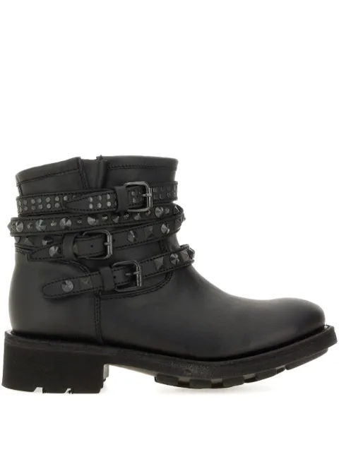 Ash buckle-studded leather boots