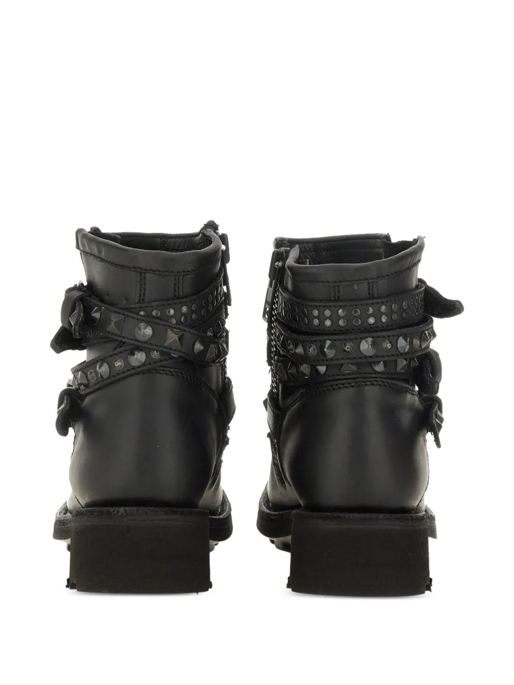 Ash buckle-studded leather boots Black