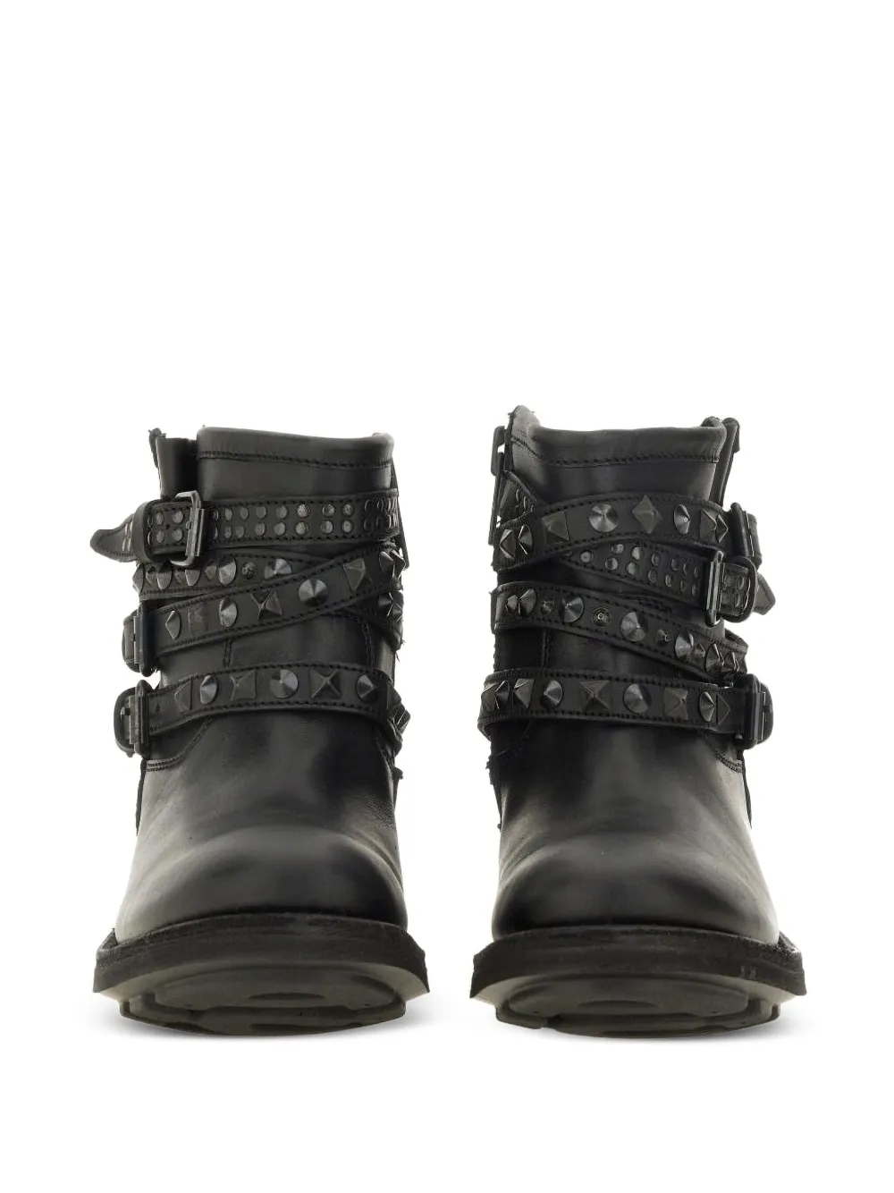 Ash buckle-studded leather boots Black