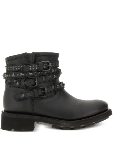 Ash buckle-studded leather boots