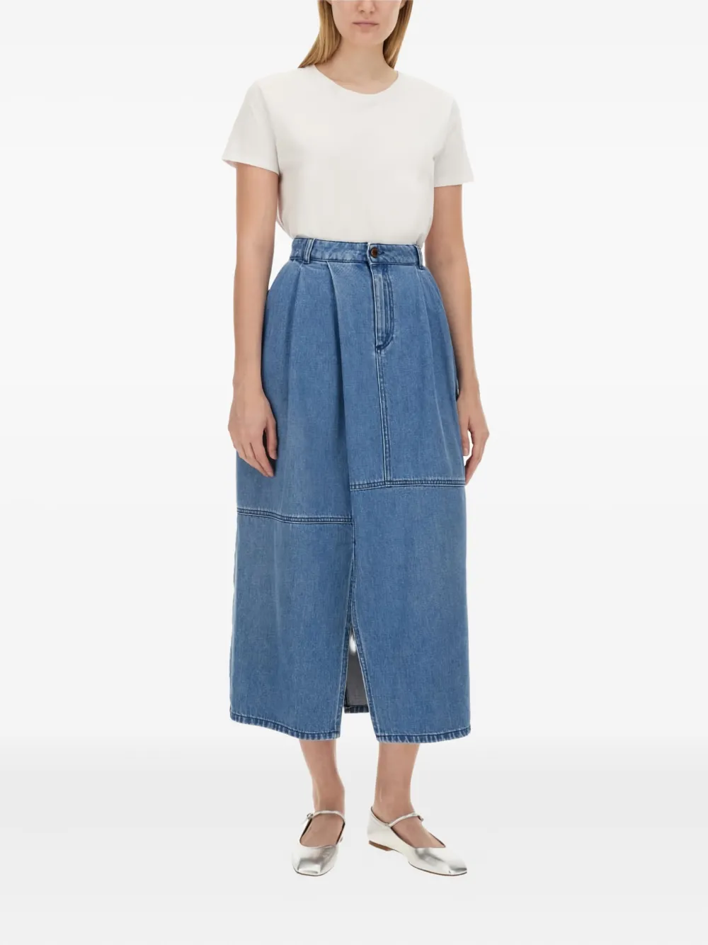 Alysi pleated denim skirt Blauw