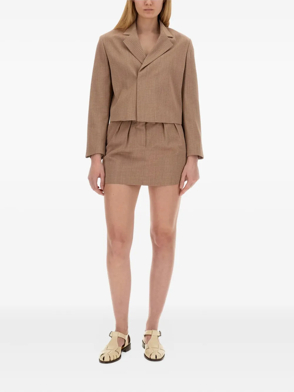 Alysi Geruite mini-rok Bruin