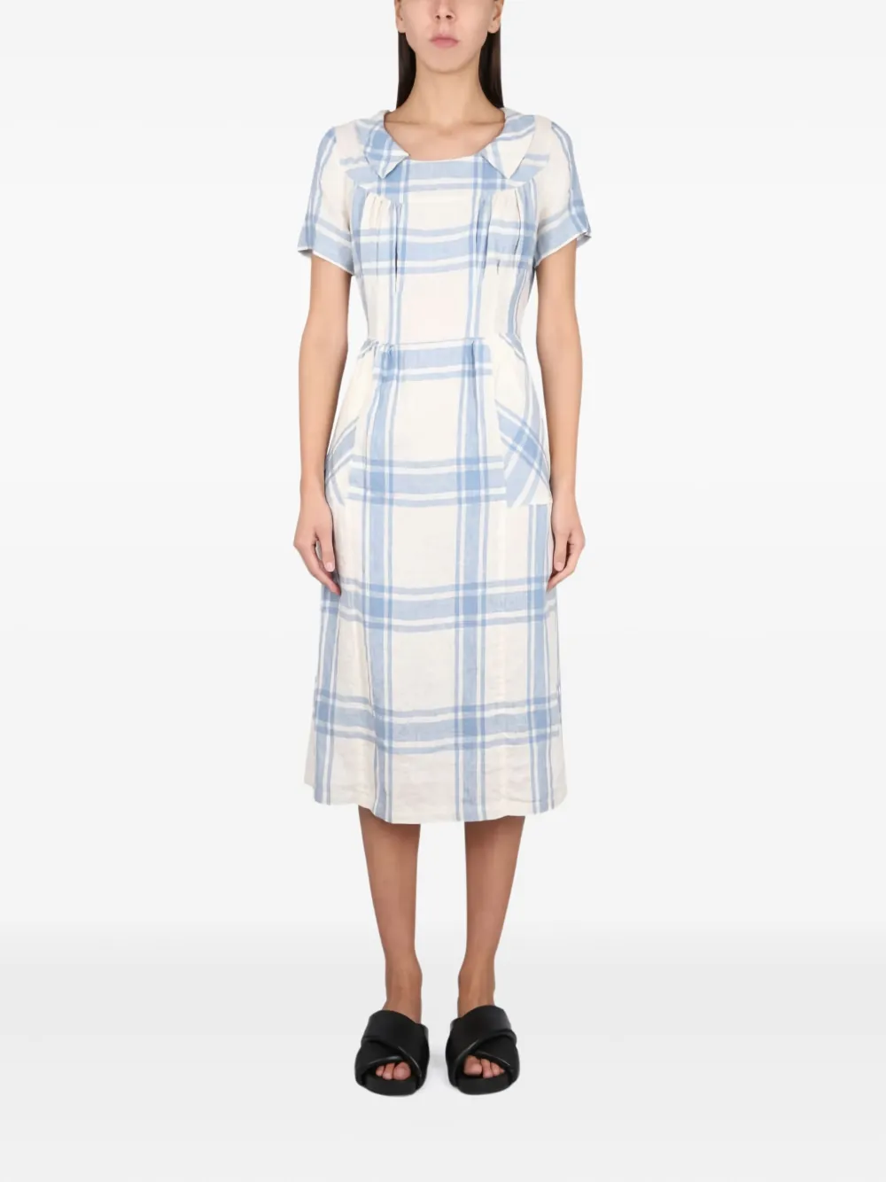 ASPESI pleated check maxi dress Wit