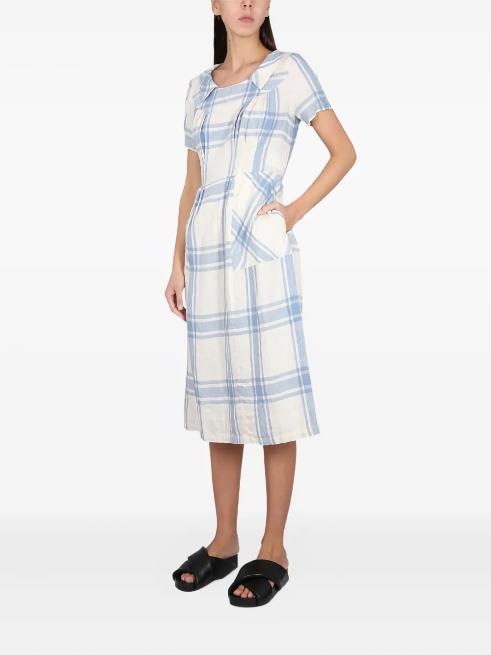 ASPESI pleated check maxi dress - Wit