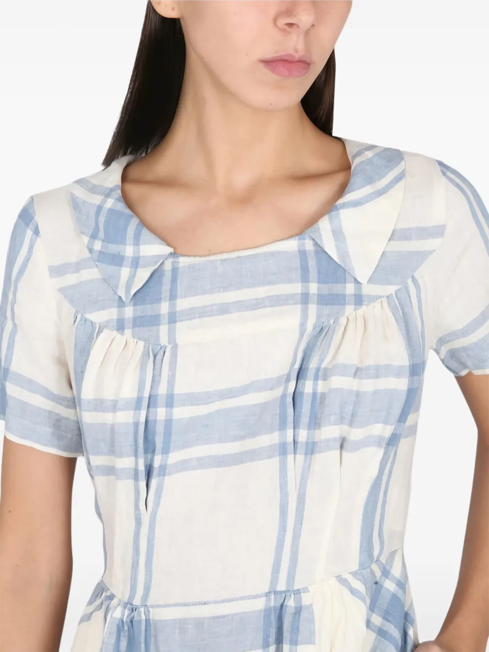 ASPESI pleated check maxi dress Wit