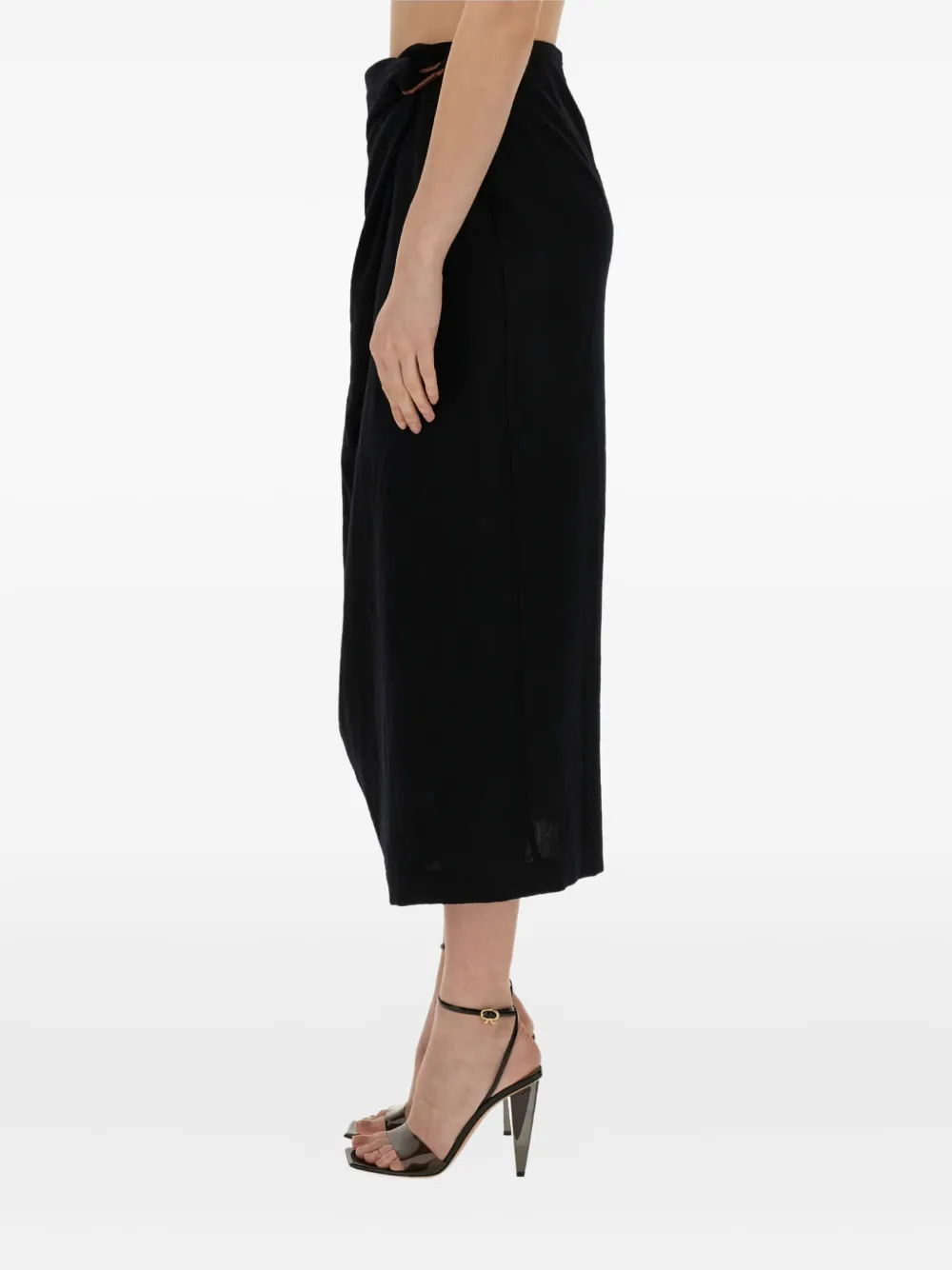 Alysi draped knot-detail midi skirt Zwart