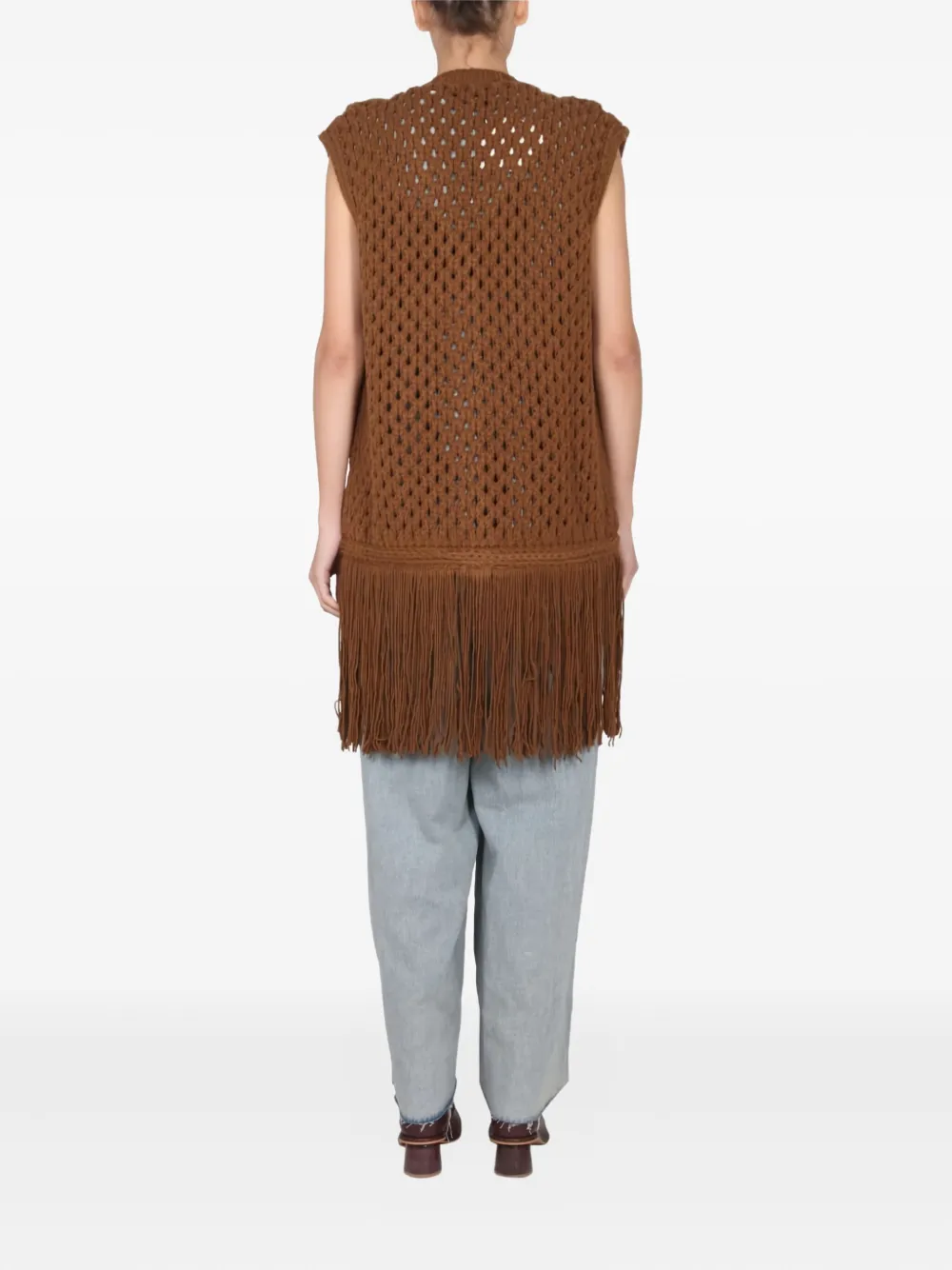Alysi fringe-hem sleeveless vest Bruin