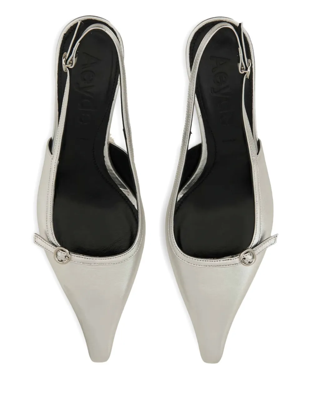 Aeyde Saba slingback pointed-toe pumps Zilver