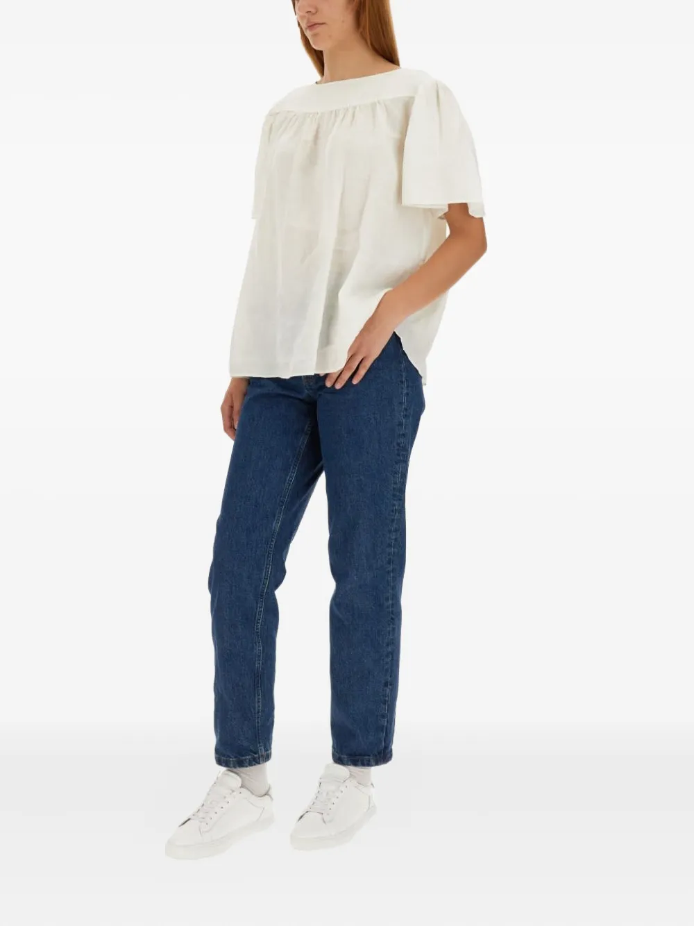 ASPESI bow-detailed flared-sleeve top Wit