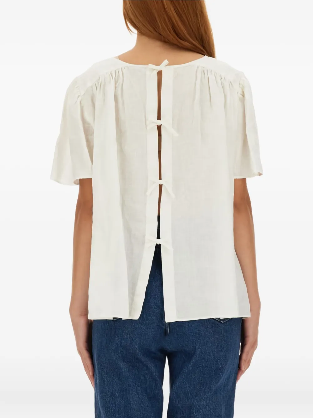 ASPESI bow-detailed flared-sleeve top Wit