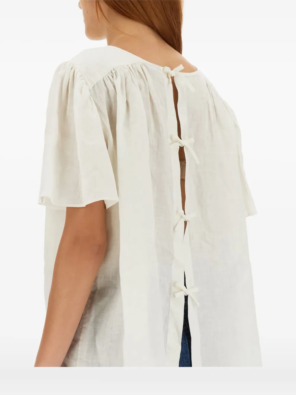 ASPESI bow-detailed flared-sleeve top Wit