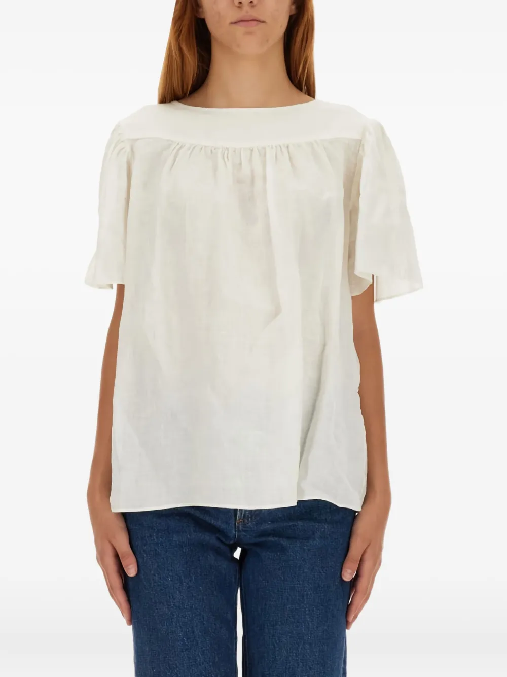 Aspesi Bow-detailed Flared-sleeve Top
