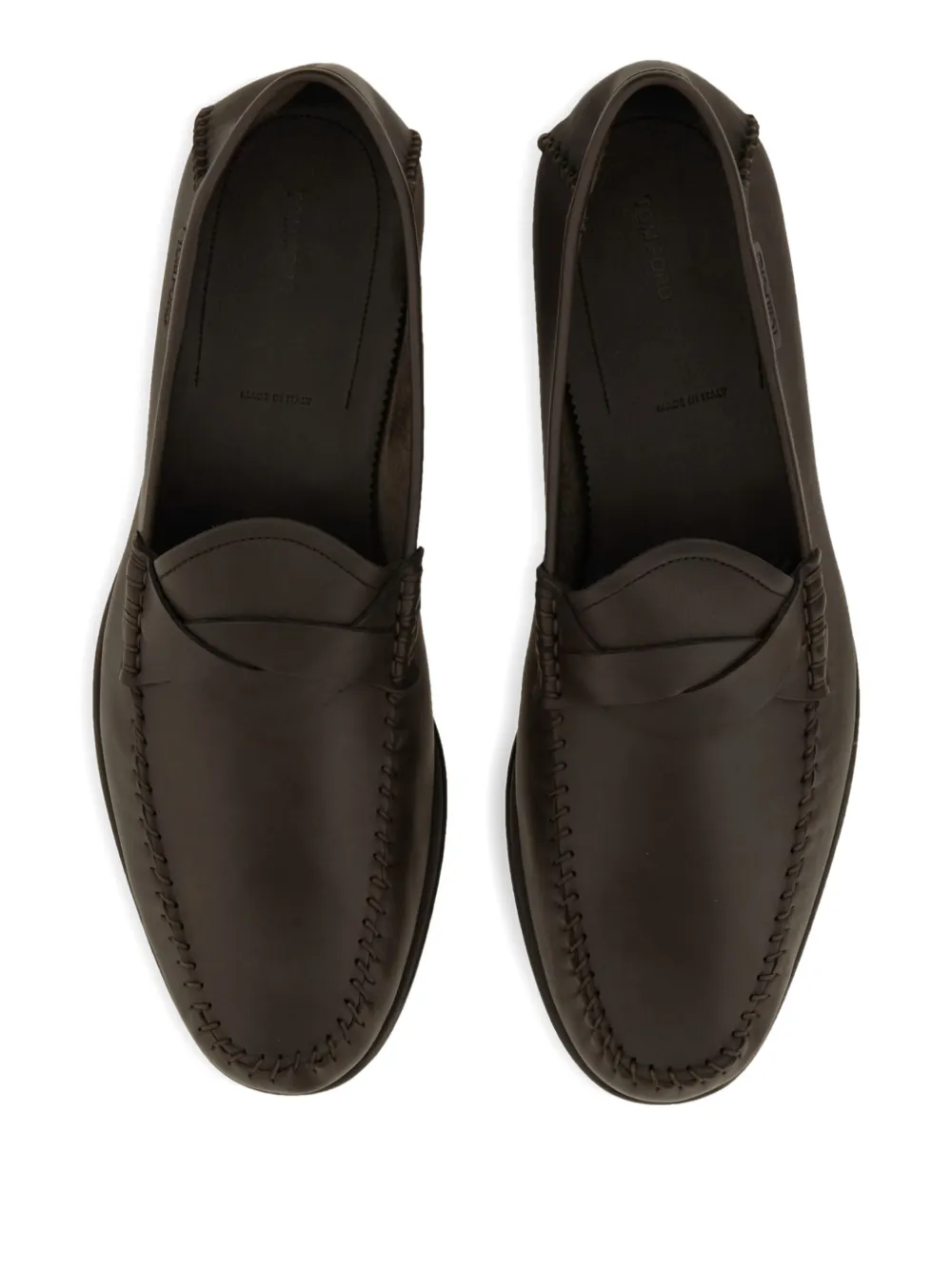 TOM FORD Leren penny loafers Bruin