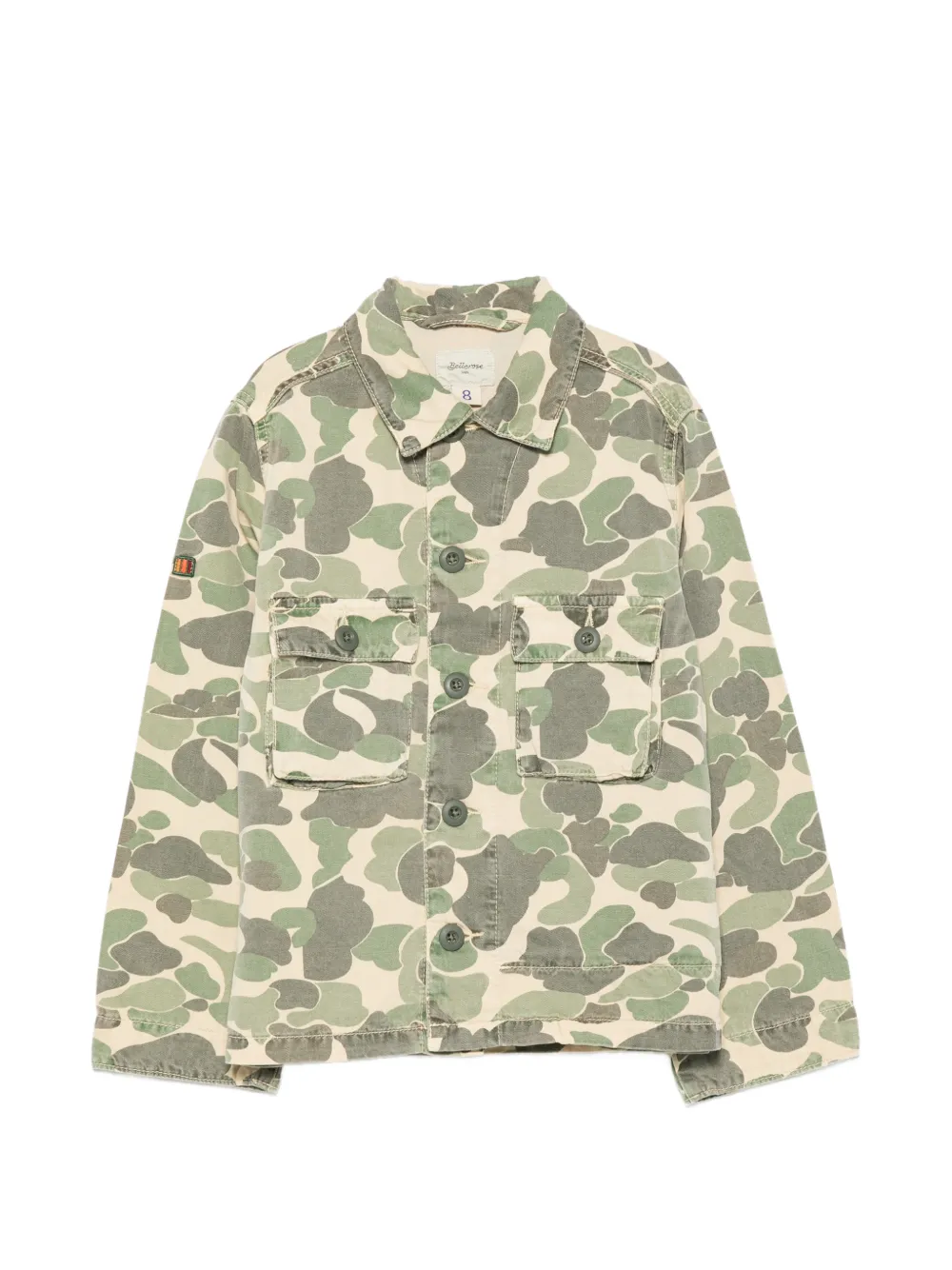Bellerose Kids Phillip camouflage-print button-down overshirt - Toni neutri