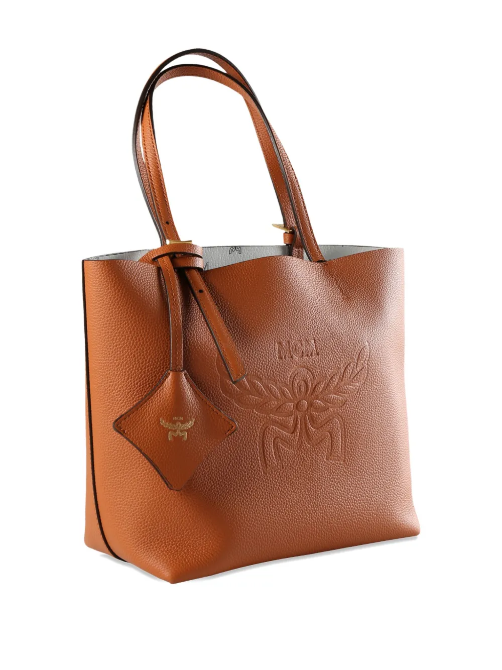 Mcm Embossed-logo Leather Tote Bag
