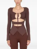 ANDREĀDAMO tie-front ribbed top - Brown
