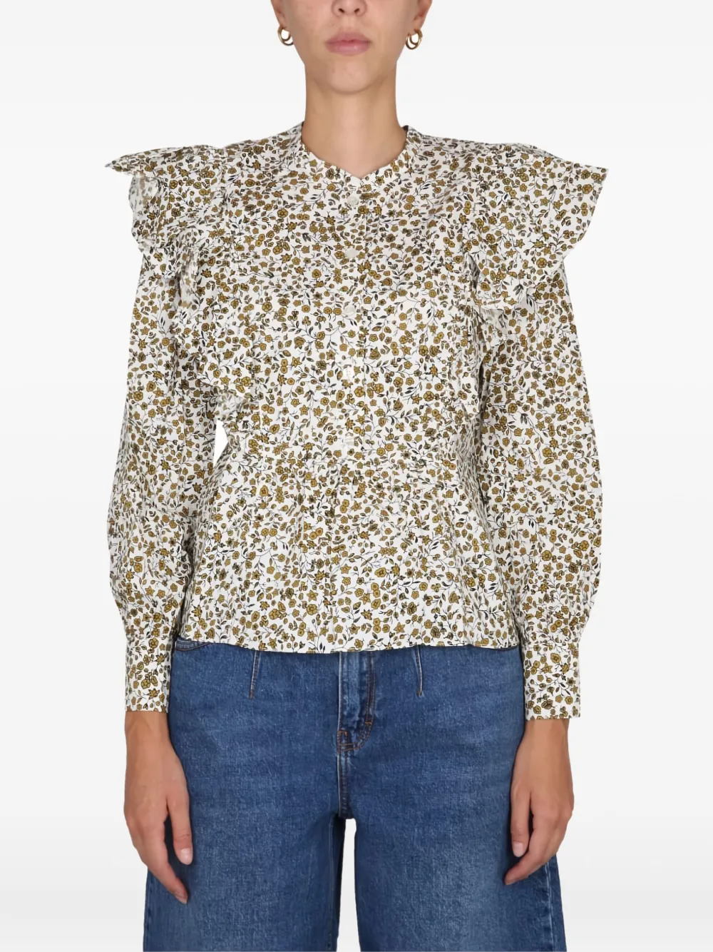 Baum Und Pferdgarten ruffled floral print blouse Beige