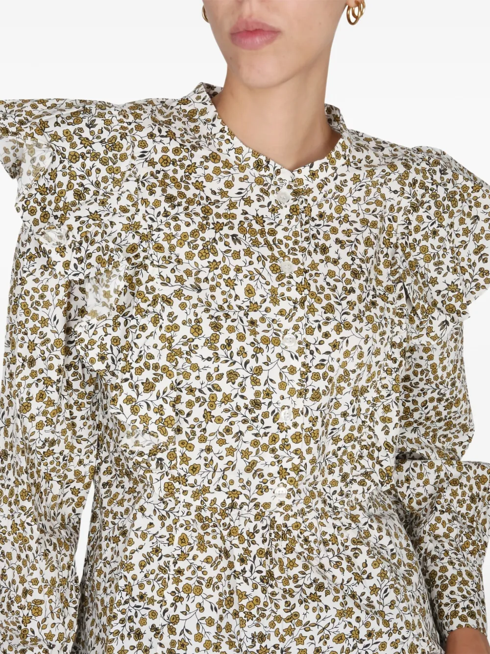 Baum Und Pferdgarten ruffled floral print blouse Beige