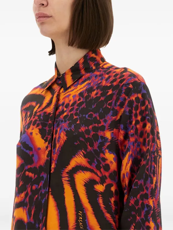 ジャンニ・ベルサーチ  アニマルプリントシャツ GIANNI VERSACE silk shirt Baroque, Animal & Fruit print size