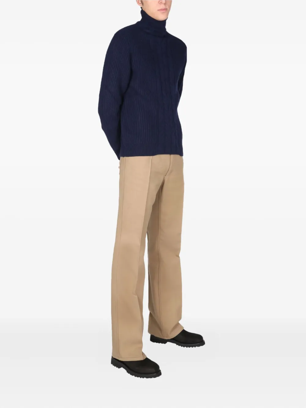 Ballantyne cable-knit turtleneck sweater Blauw