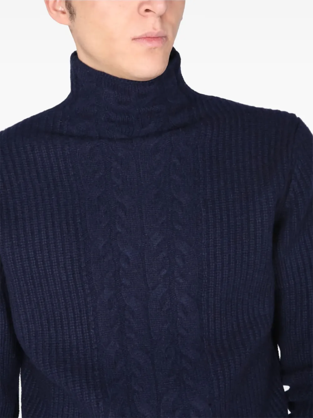 Ballantyne cable-knit turtleneck sweater Blauw