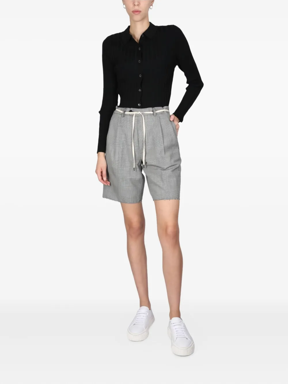 ASPESI pleated check-pattern shorts Groen