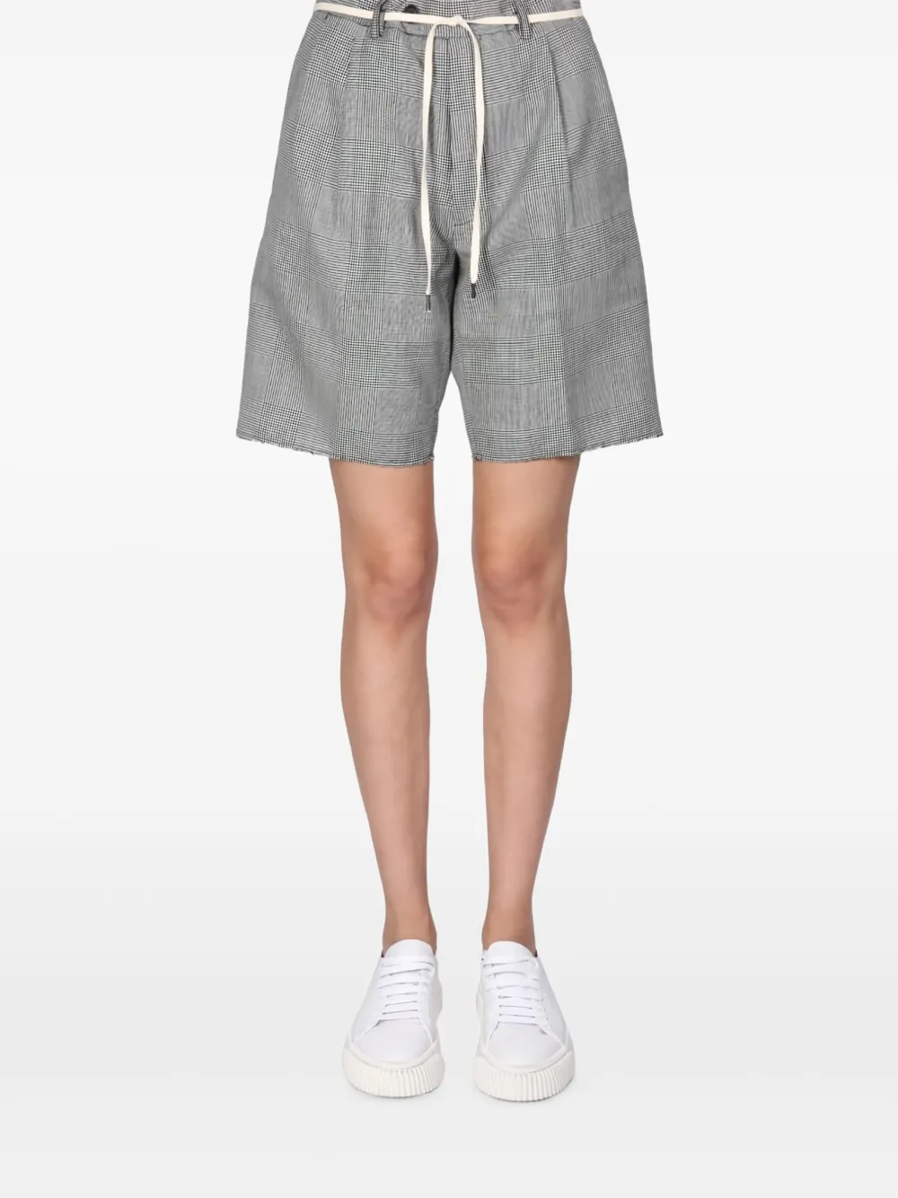ASPESI pleated check-pattern shorts Groen