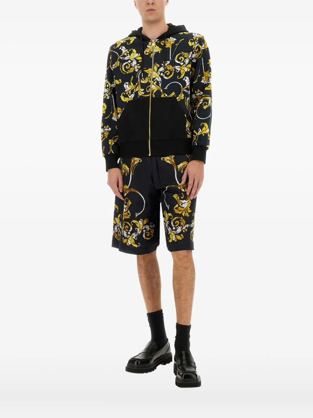 Versace Jeans Couture Hoodie met Barocco print Zwart