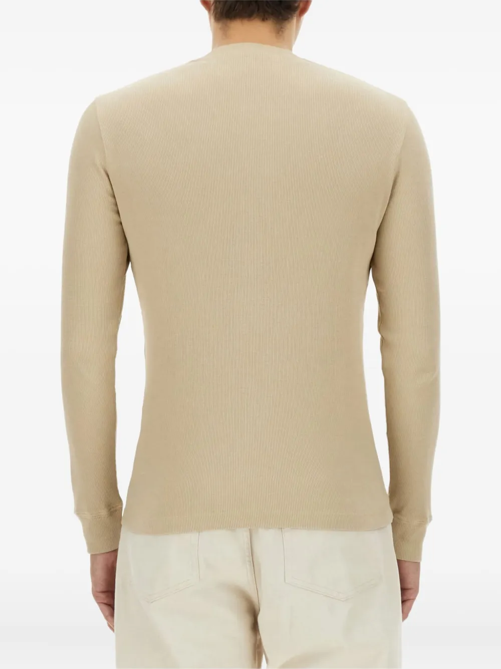 TOM FORD Geribbeld Henley T-shirt Beige