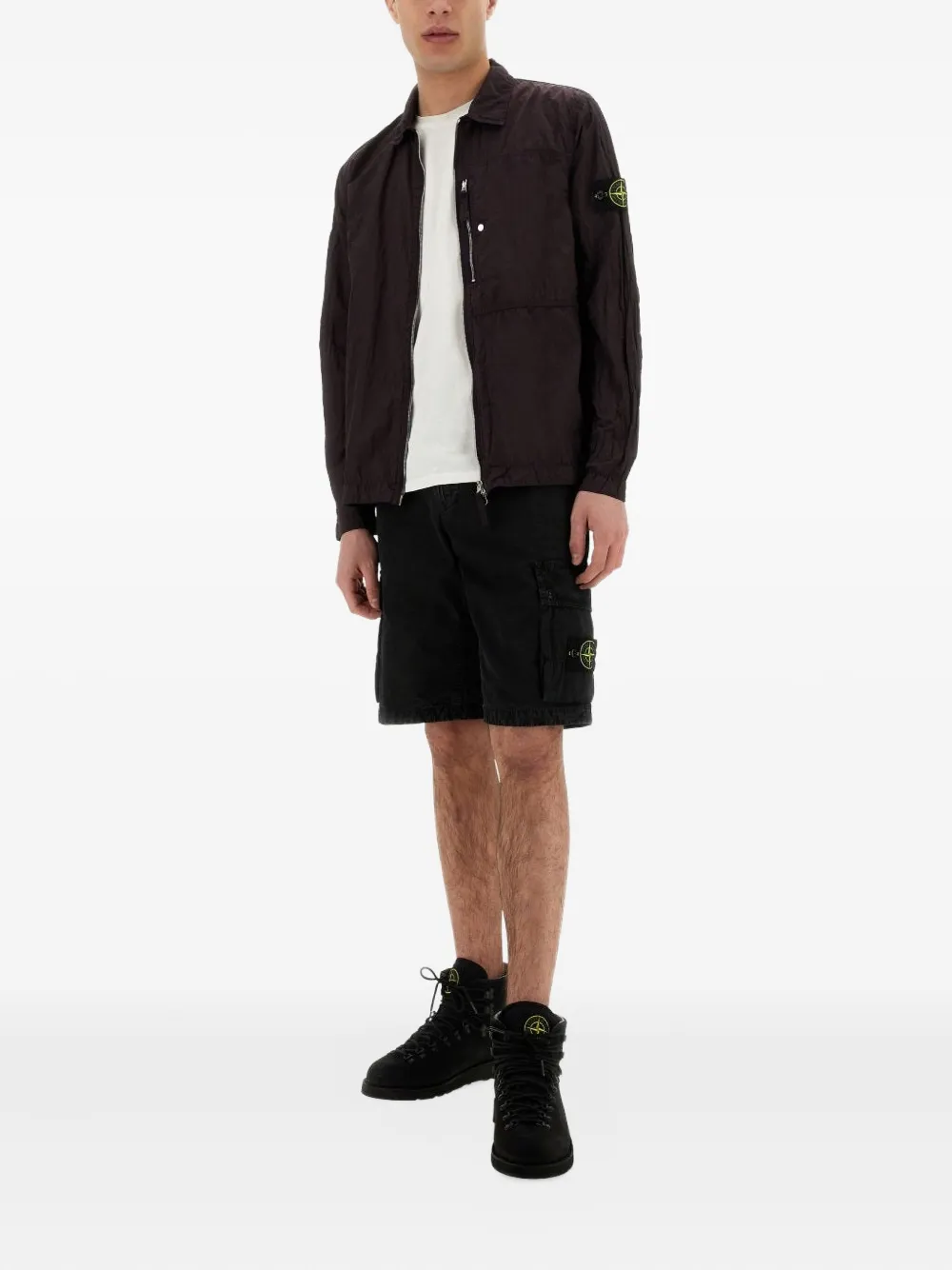 Stone Island patch-pocket zip-front shirt - Rood