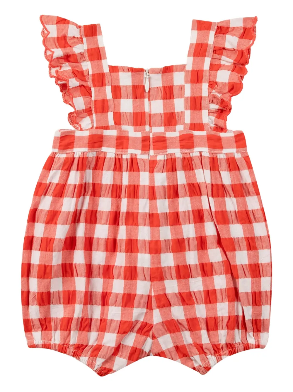 Tartine Et Chocolat gingham-print ruffled romper - Rood