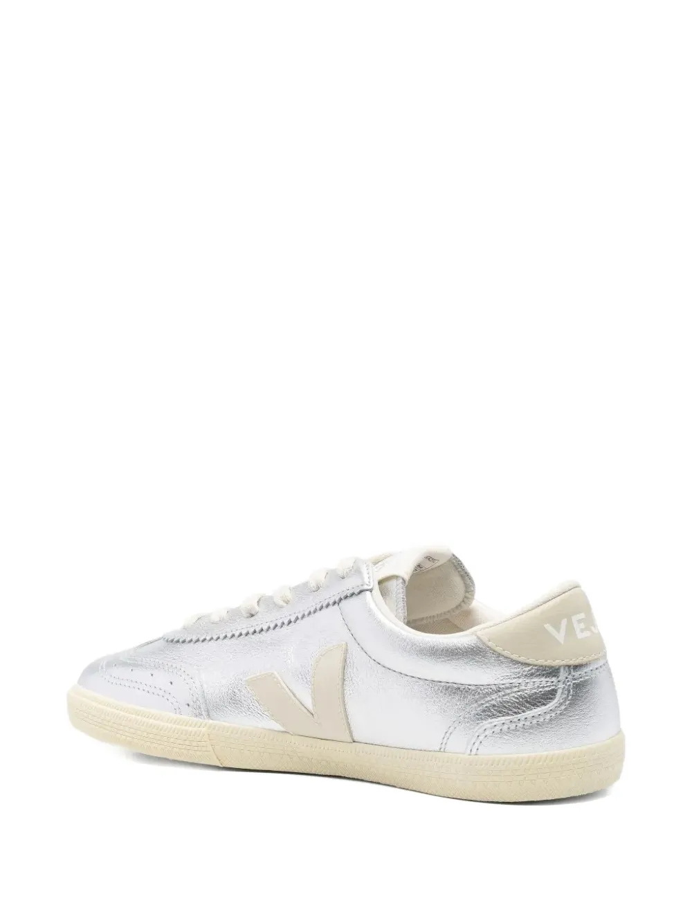 VEJA Volley metallic leather lace-up sneakers Silver