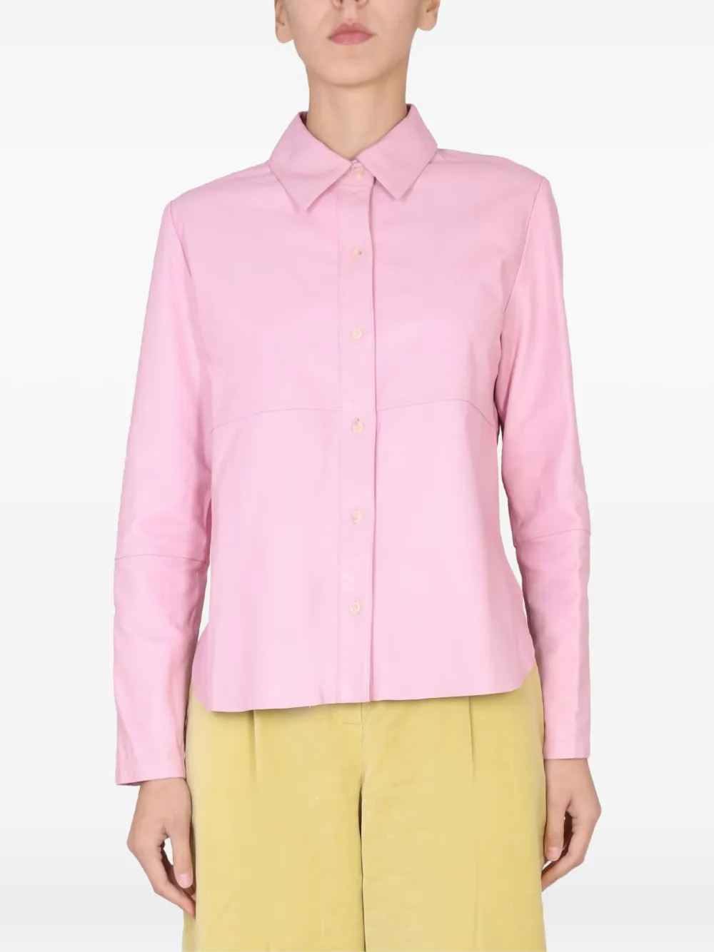 Alysi leather button-down shirt Roze