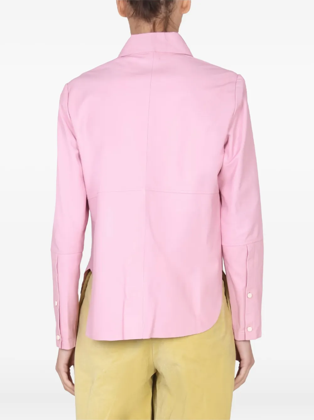 Alysi leather button-down shirt Roze