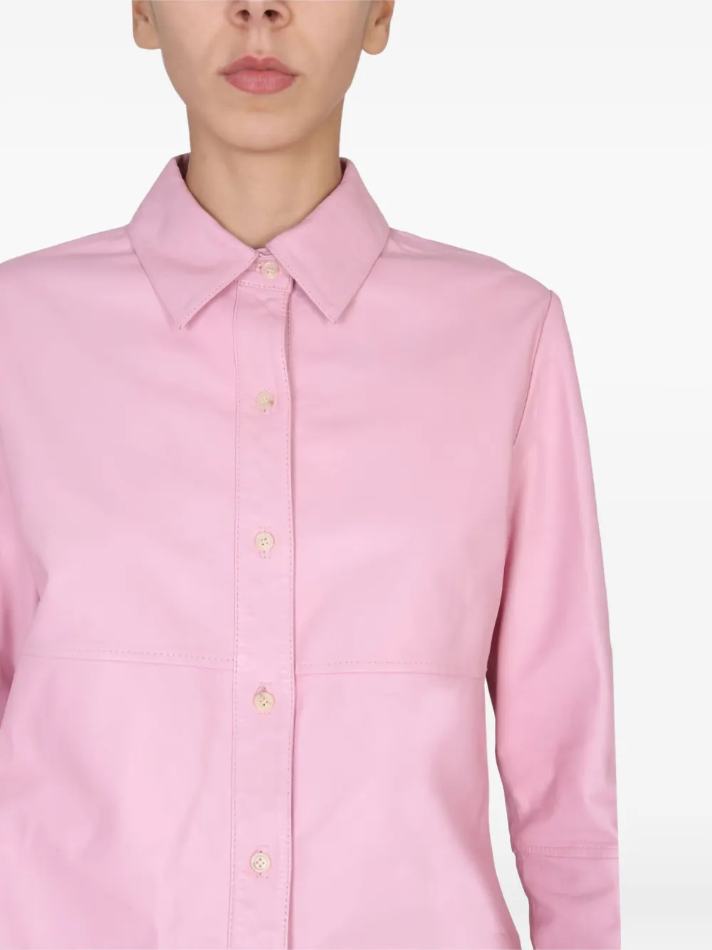 Alysi leather button-down shirt Roze