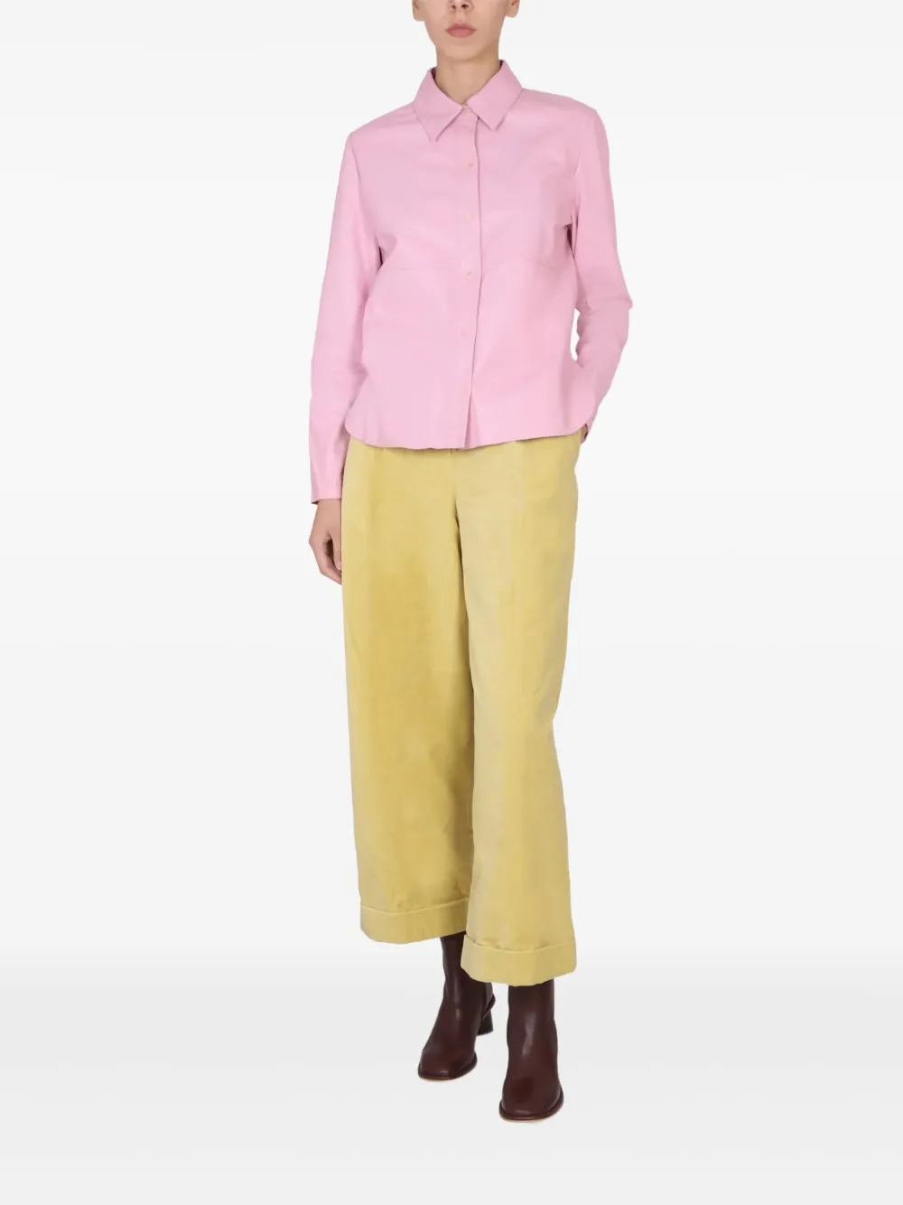 Alysi leather button-down shirt Roze