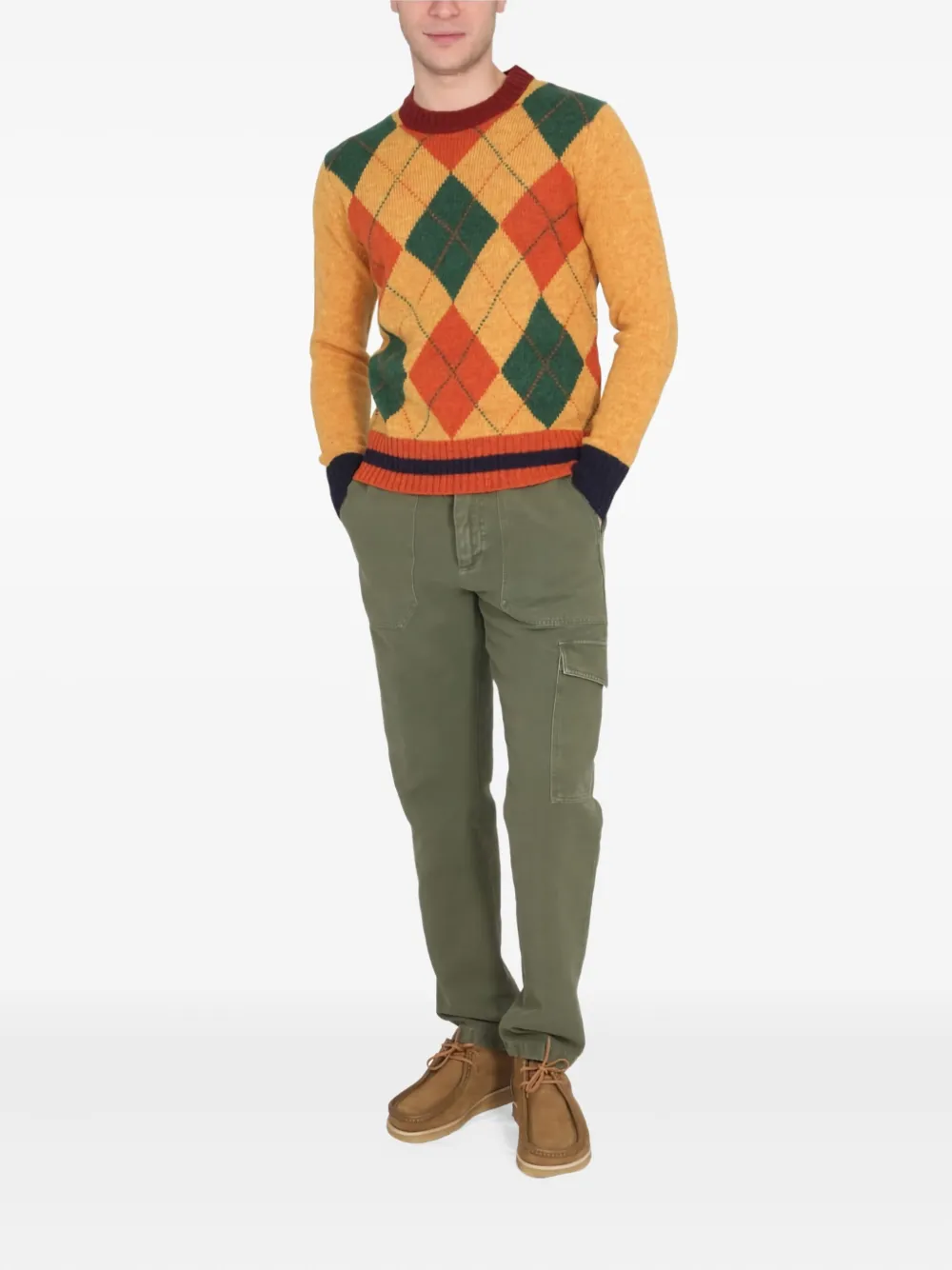 Ballantyne diamond-pattern wool sweater Geel