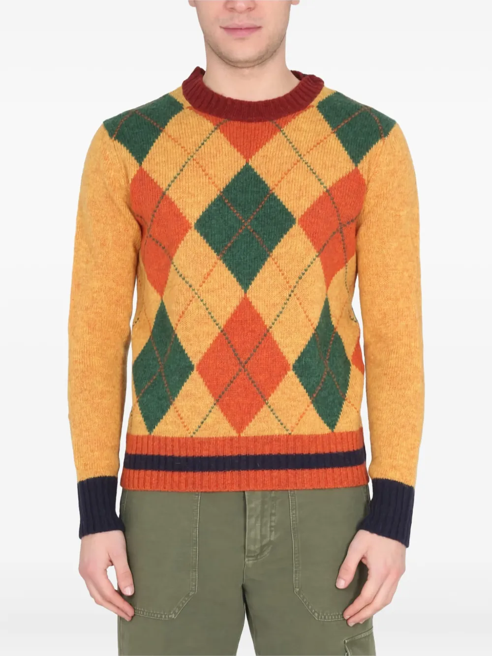 Ballantyne diamond-pattern wool sweater Geel