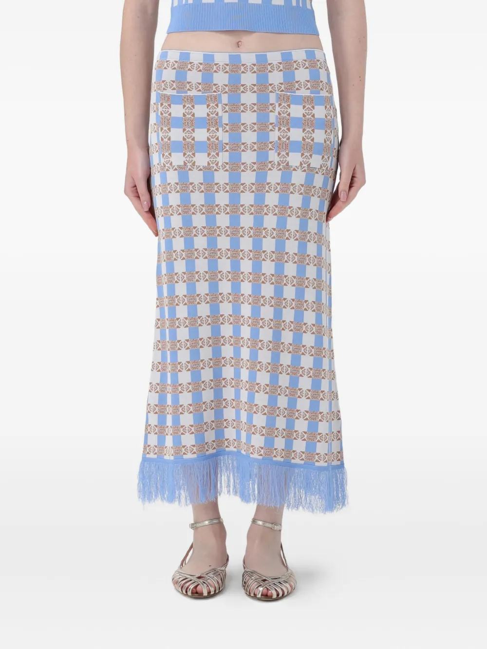 Baum Und Pferdgarten Midi-rok met franje en patroon Blauw