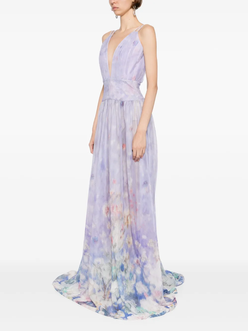 Saiid Kobeisy Maxi-jurk met bloemenprint Paars