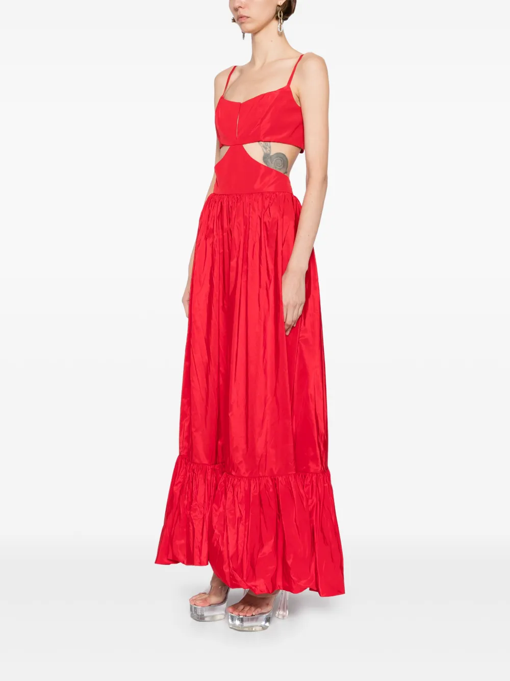 Saiid Kobeisy Taffeta midi-jurk Rood