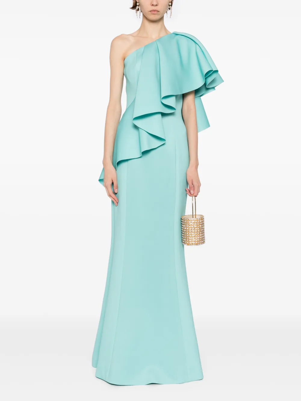 Saiid Kobeisy Scuba maxi-jurk met ruches - Groen