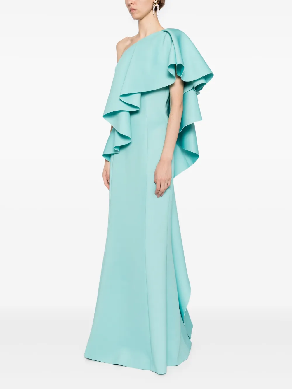 Saiid Kobeisy Scuba maxi-jurk met ruches Groen