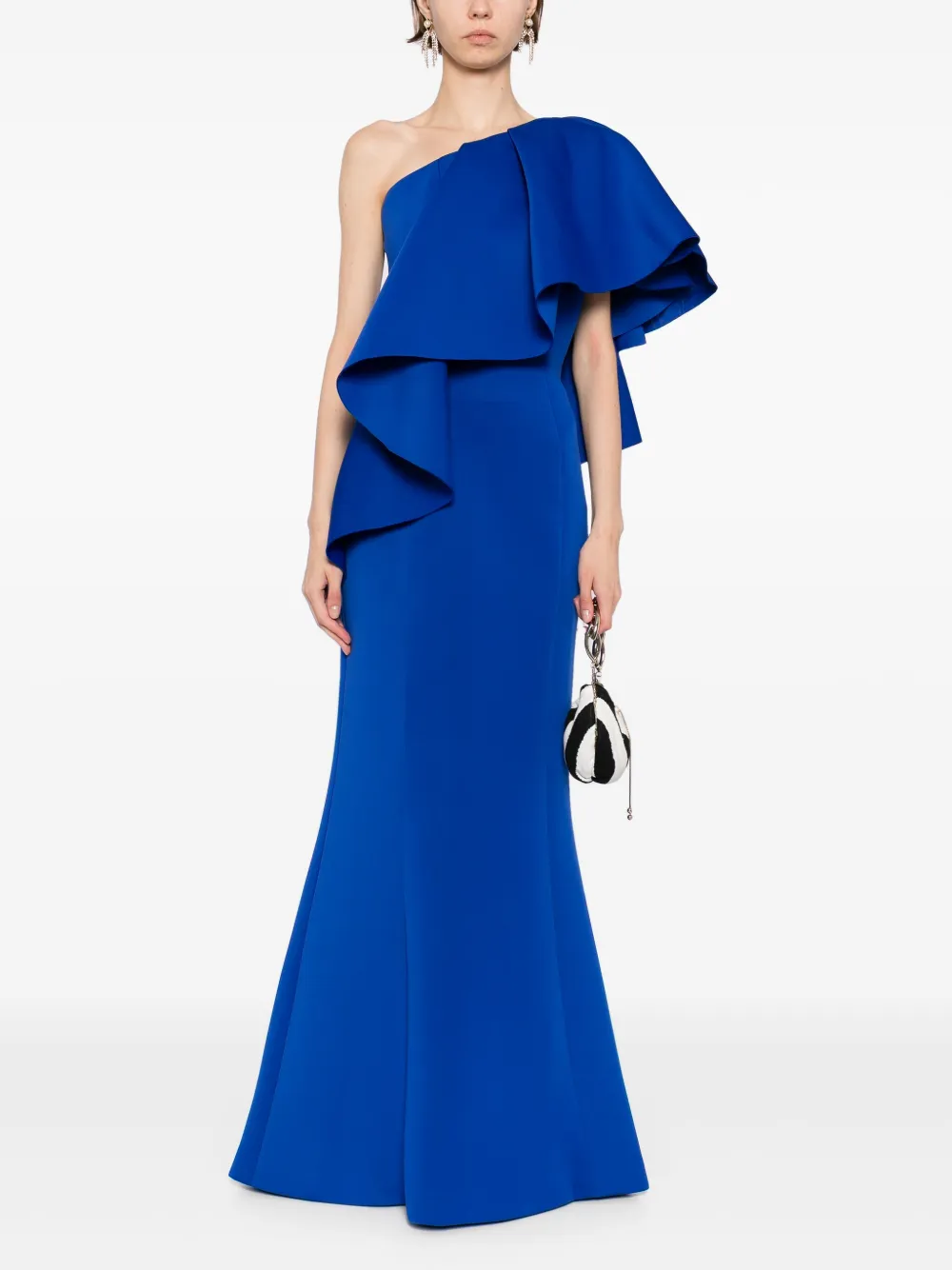 Saiid Kobeisy Scuba maxi-jurk met ruches - Blauw