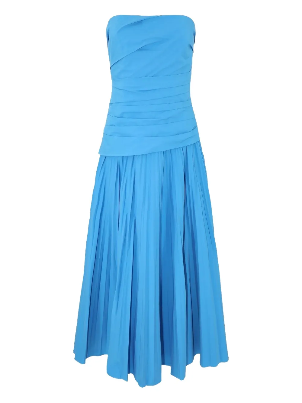 strapless pleated maxi dress